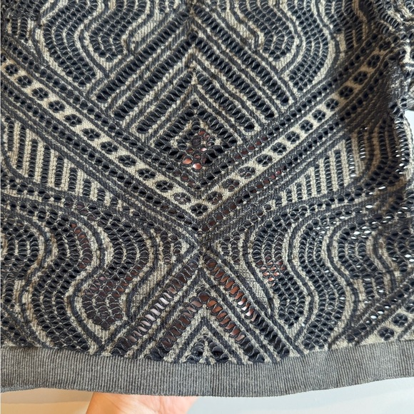 Bebe Black and Gray Off Shoulder Crochet Crop Top - Picture 7 of 8